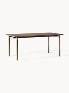 Stół do jadalni Mavi 180x90 cm drewno akacjowe olejowane nogi złote